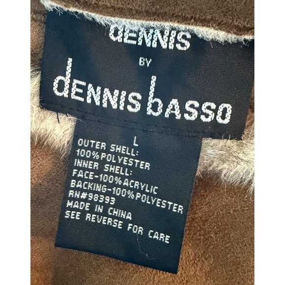 Dennis Basso Faux Fur Suede Shealing Reversable Button Jacket L Vintage Read - Picture 5 of 8